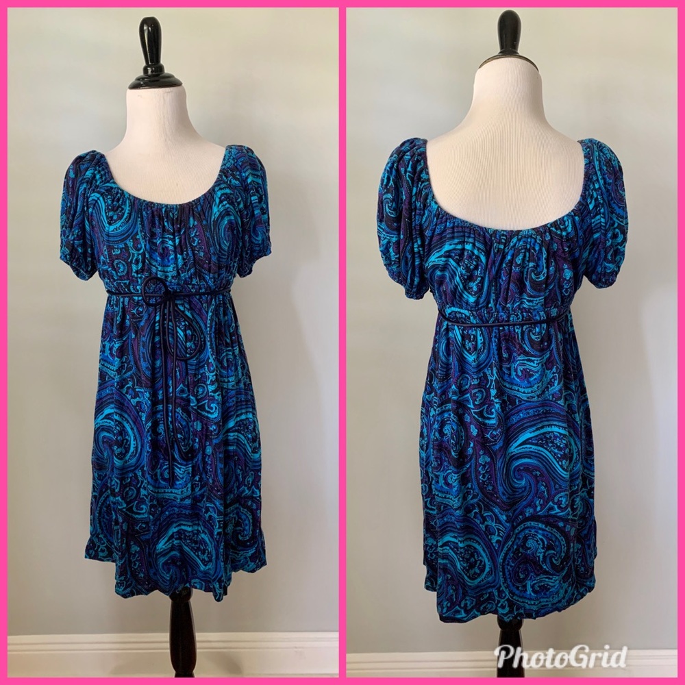 Betsey Johnson Paisley Jersey Knit Babydoll Dress